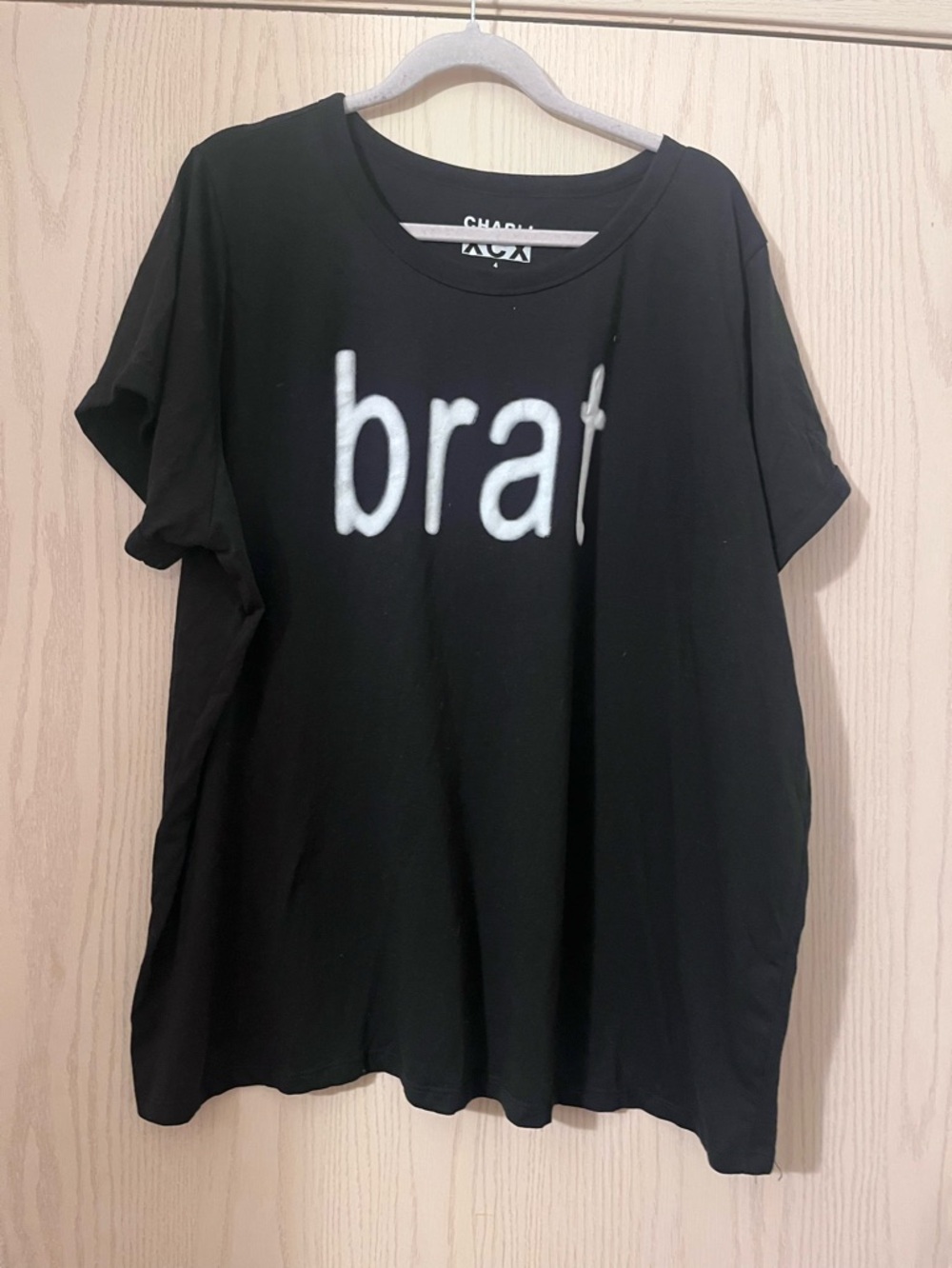torrid Black Tee with White "brat" Print